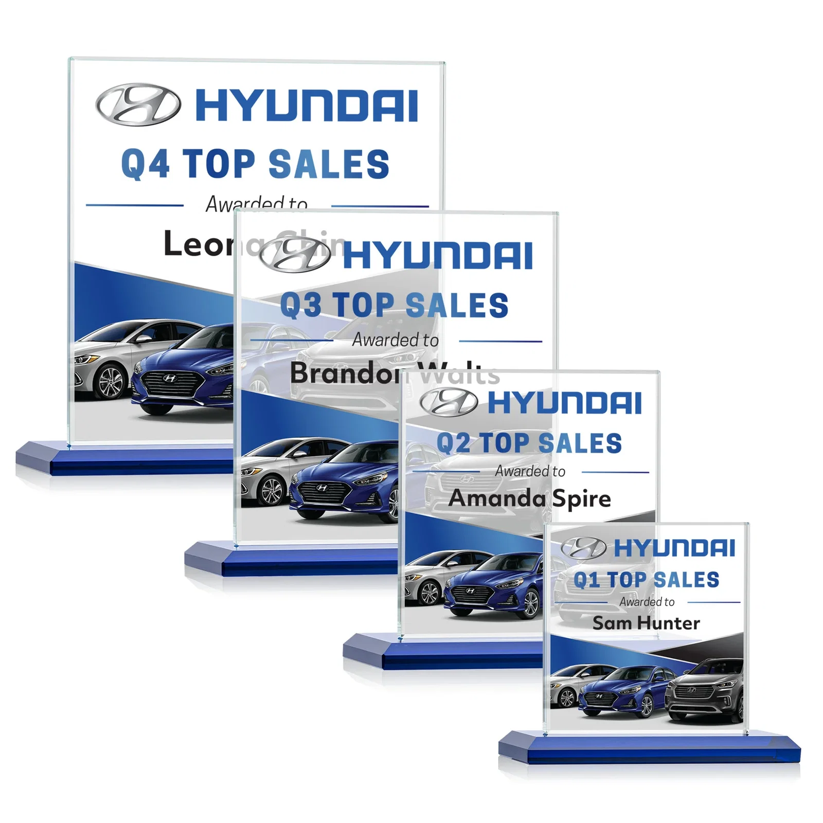 Promotional Starfire Crystal Square Award on Matching Beveled Base, awards for corporate award ceremonies