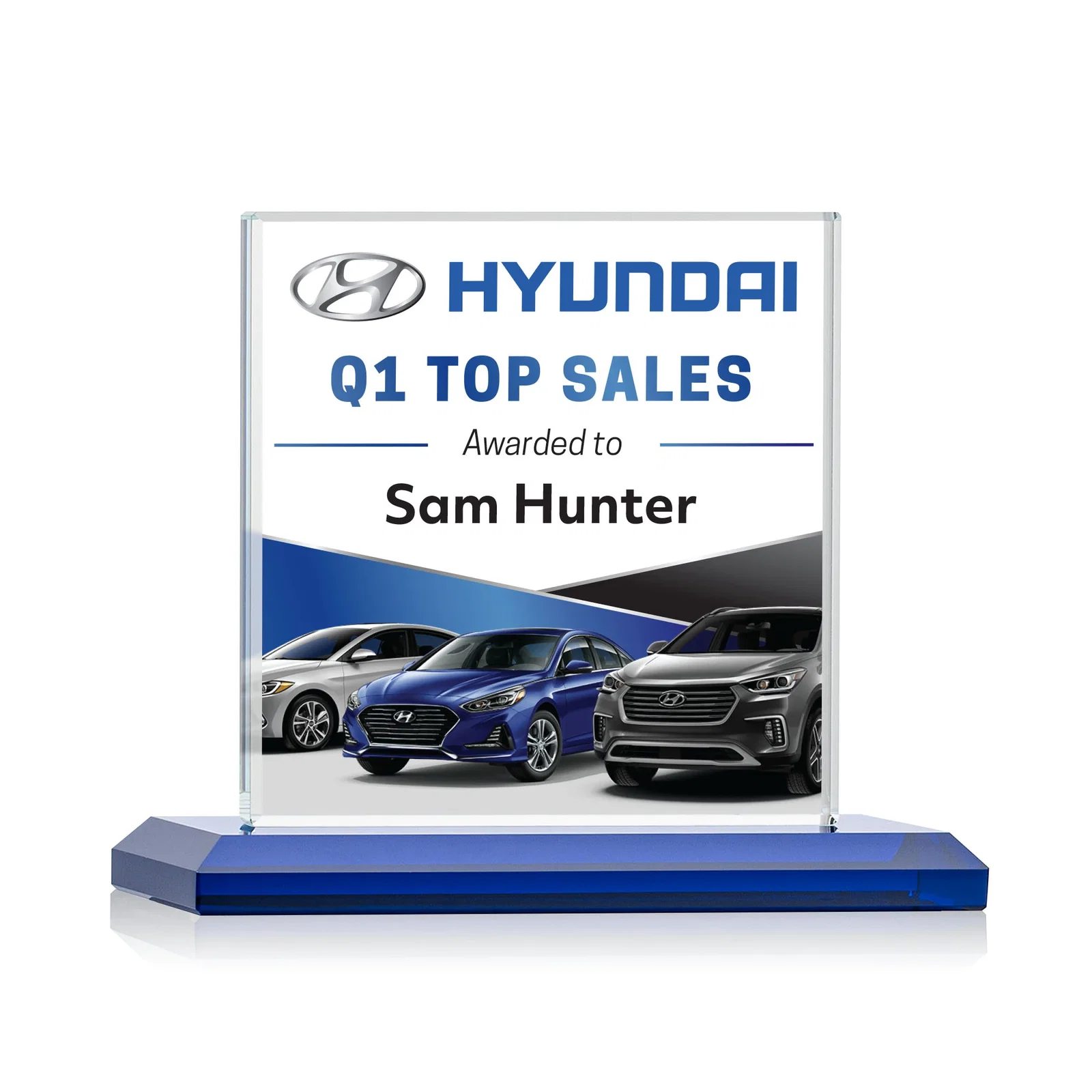 Promotional Starfire Crystal Square Award on Matching Beveled Base, awards for service anniversary gifts