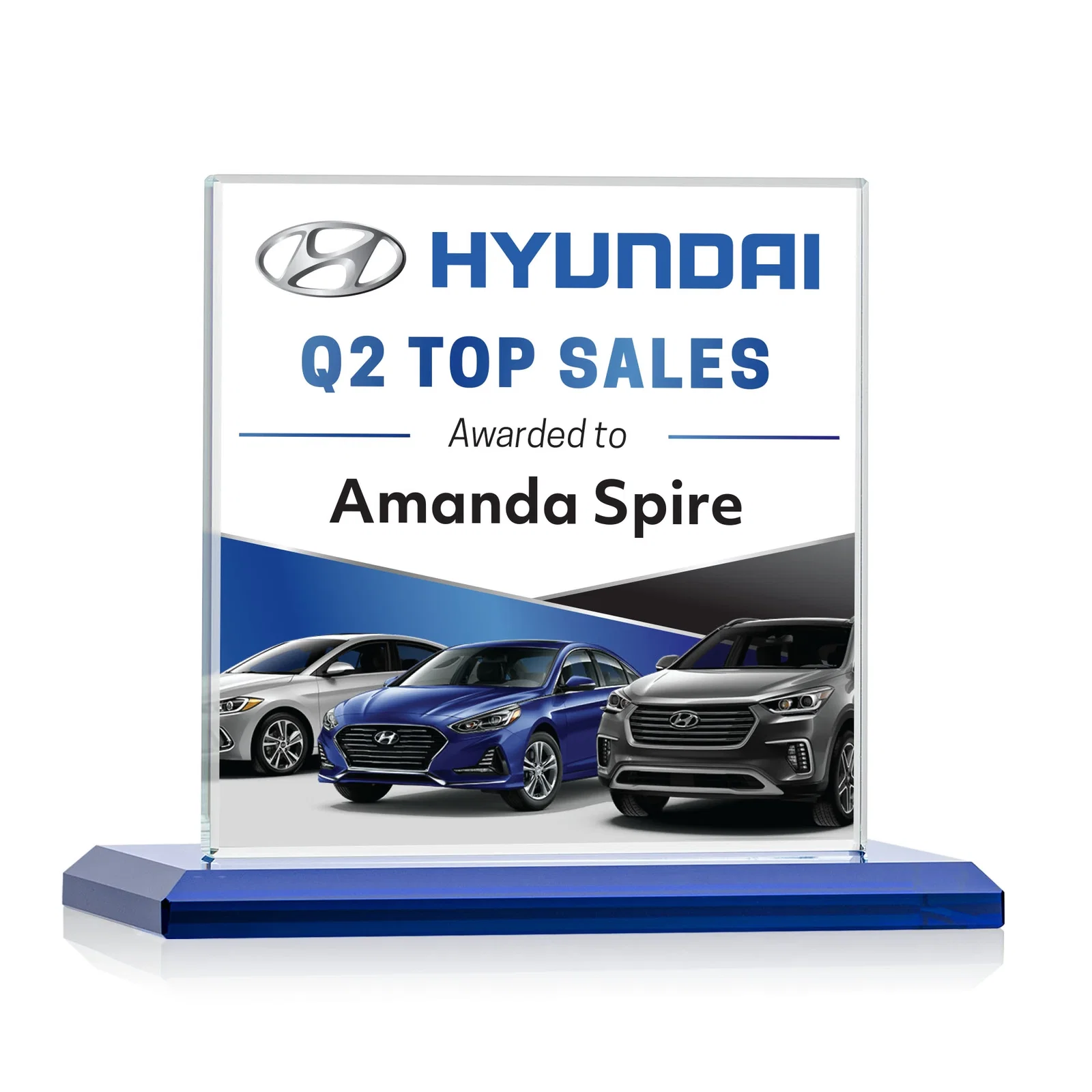 Promotional Starfire Crystal Square Award on Matching Beveled Base, awards for sales achievement awards