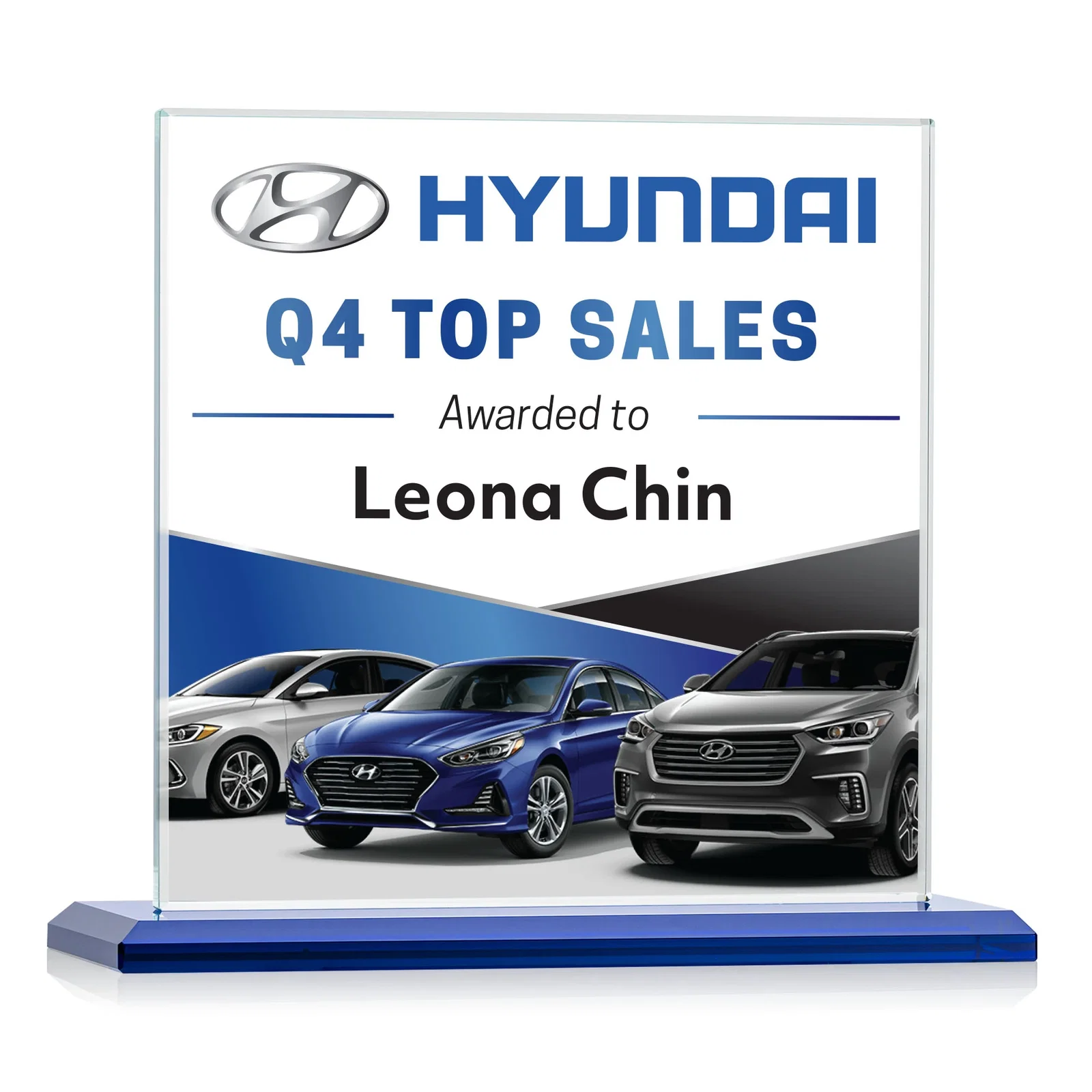 Promotional Starfire Crystal Square Award on Matching Beveled Base, awards for team milestone celebrations