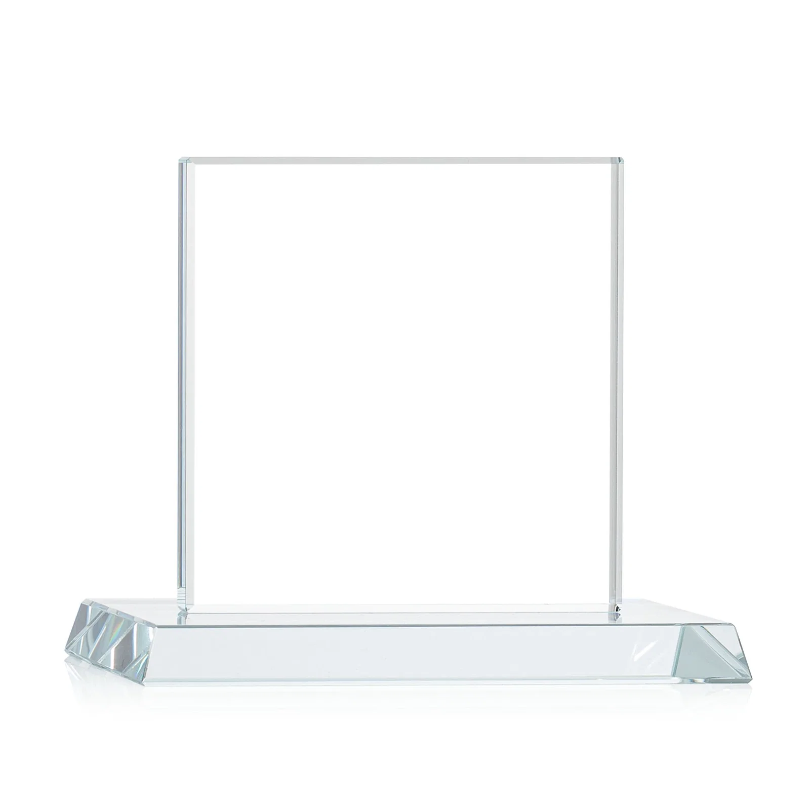 Promotional Starfire Crystal Square Award on Matching Beveled Base, awards for donor appreciation