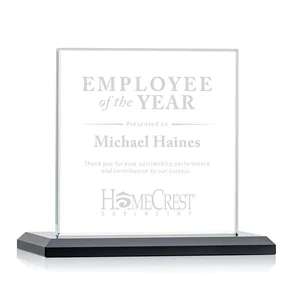 Starfire Crystal Square Award on Matching Beveled Base