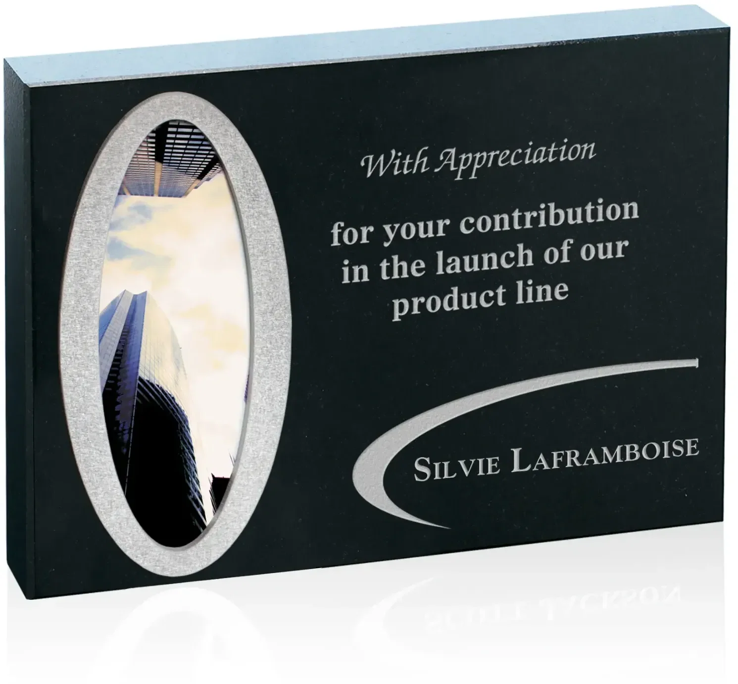 Custom Black Granite Cardoso Award with Sublimation Plate - 4X6 — view 2