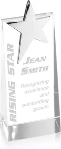 Crystal Wedge Award with Chrome Star