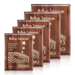 High-Gloss Walnut Wall Plaque, Laser Etched Vertical or Horizontal