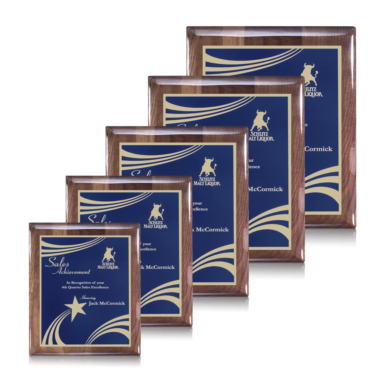 Custom High-Gloss Walnut Wall Plaque with Red Decorative Plate for service anniversary gifts