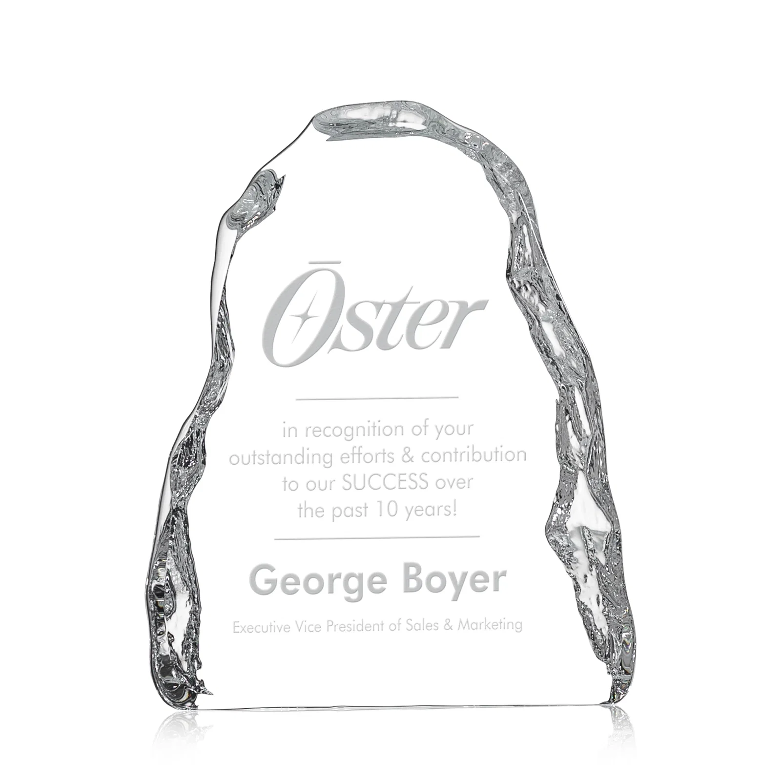 Custom Optical Crystal Iceberg Award with Staggered Edge - Carling, awards for employee recognition
