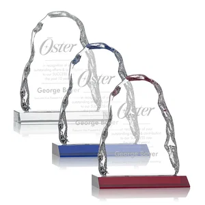 Optical Crystal Iceberg Award on Mitered Color Base - Carling