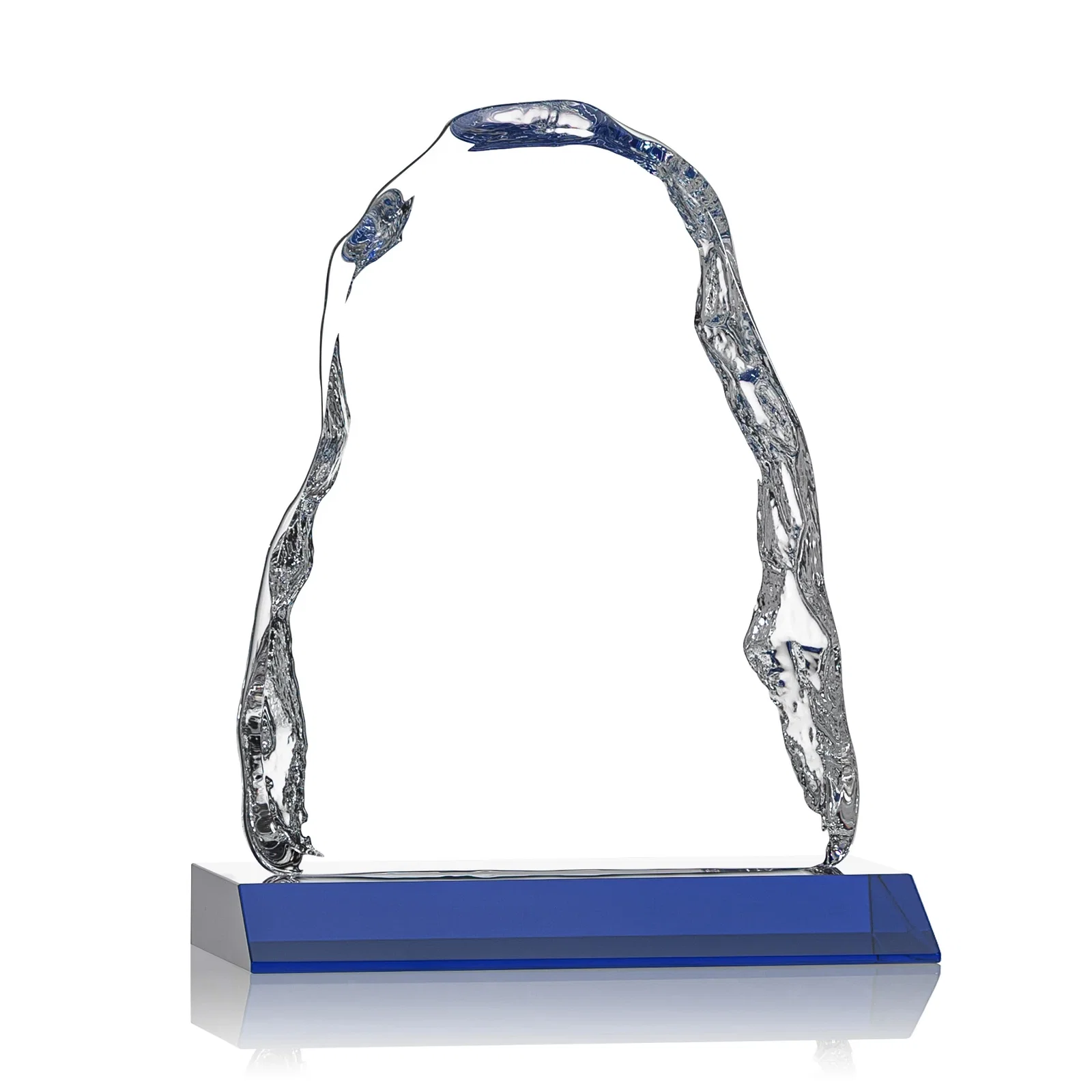 Personalized Optical Crystal Iceberg Award on Mitered Color Base - Carling, awards for volunteer appreciation