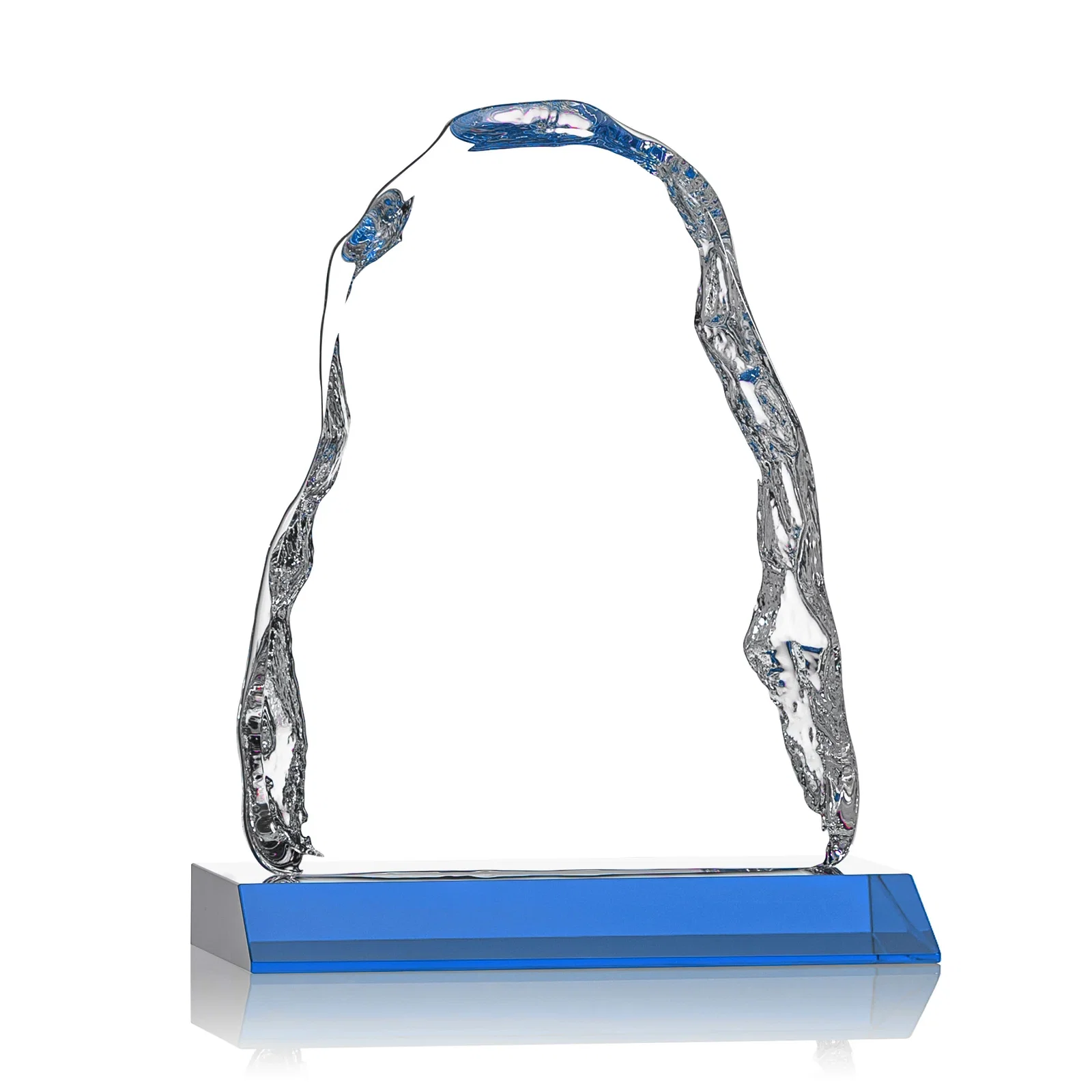 Personalized Optical Crystal Iceberg Award on Mitered Color Base - Carling, awards for company anniversary events