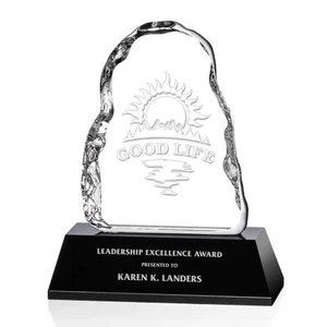 Optical Crystal Iceberg Award With a 3.5 x 5.125 Back Etch