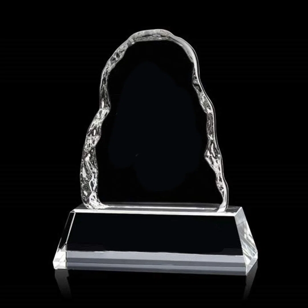 Custom Optical Crystal Iceberg Award With a 3.5 x 5.125 Back Etch, awards for service anniversary gifts
