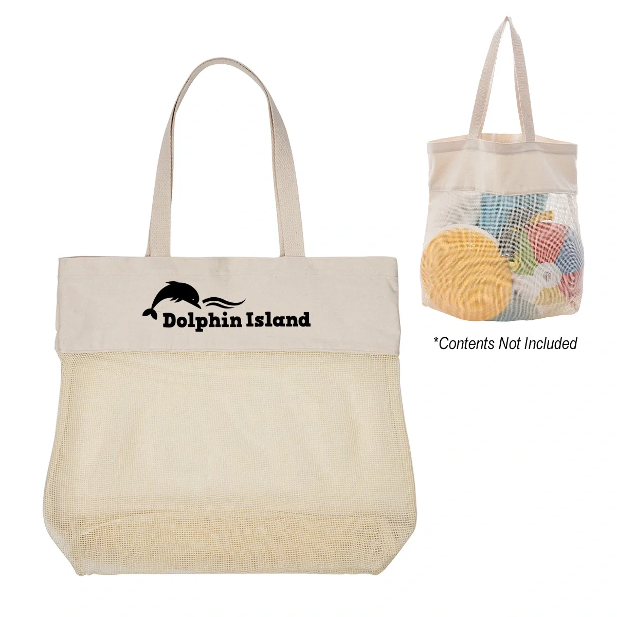 Natural cotton market tote with long shoulder handles