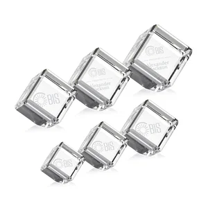 Clipped-Corner Crystal Cube Paperweight, 2"-4.625" in 6 Sizes