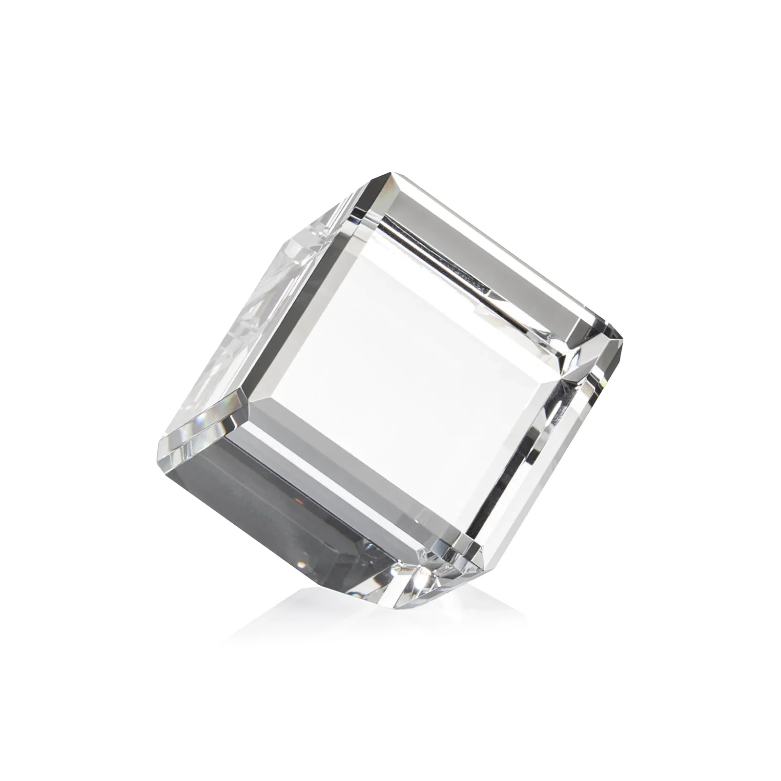 Personalized Clipped-Corner Crystal Cube Paperweight, 2"-4.625" in 6 Sizes, client appreciation gift for dealer and partner awards