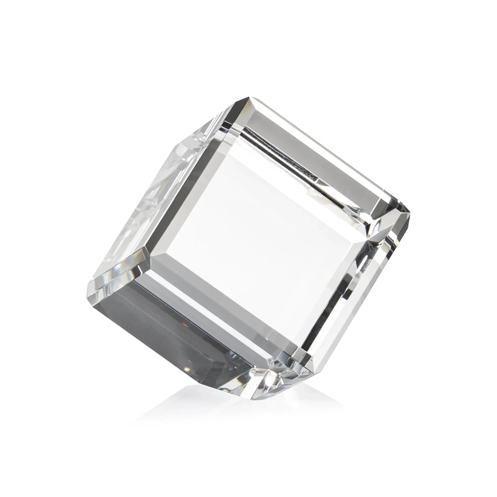 Personalized Clipped-Corner Crystal Cube Paperweight, 2"-4.625" in 6 Sizes, client appreciation gift for company anniversary events