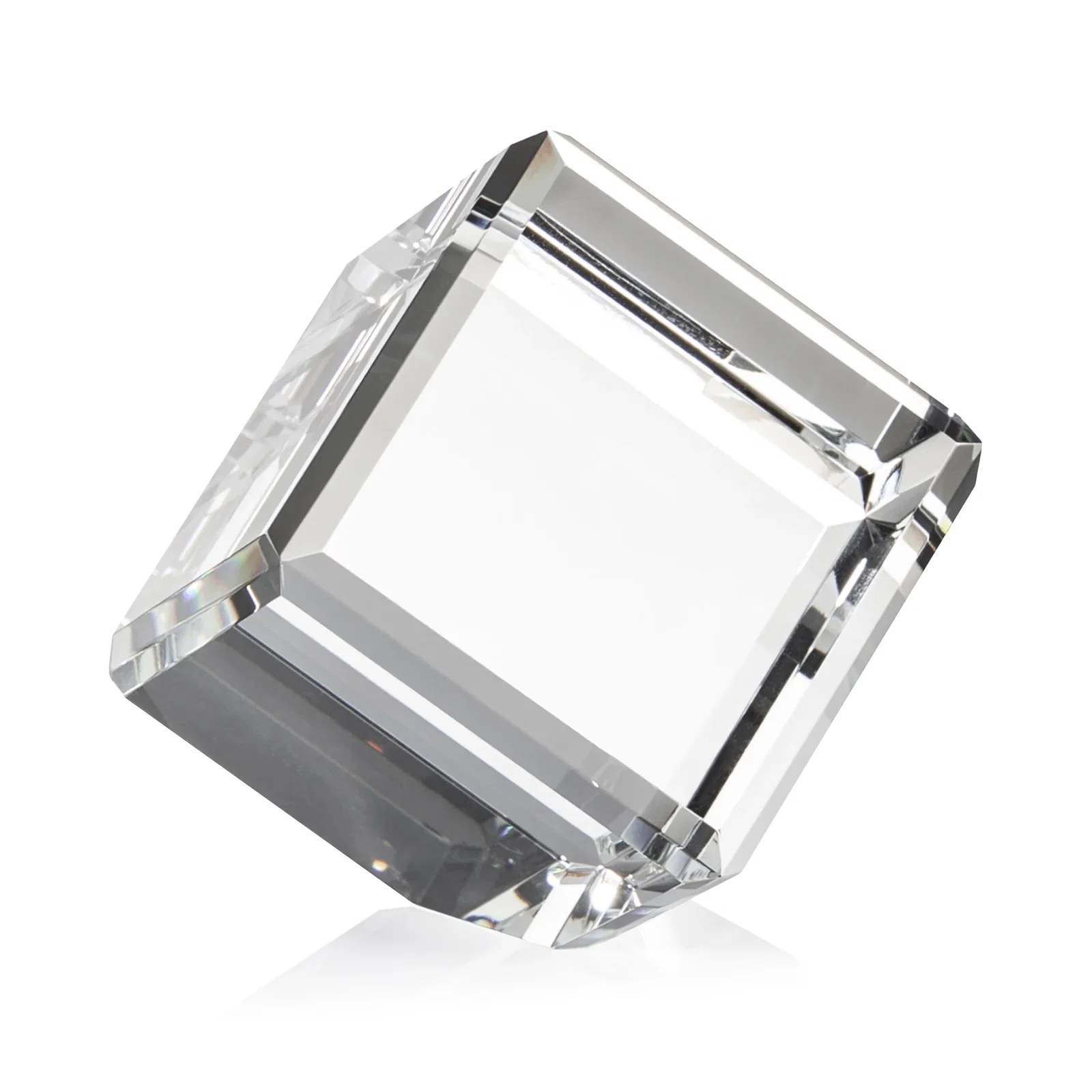 Promotional Clipped-Corner Crystal Cube Paperweight, 2"-4.625" in 6 Sizes, client appreciation gift for service anniversary gifts