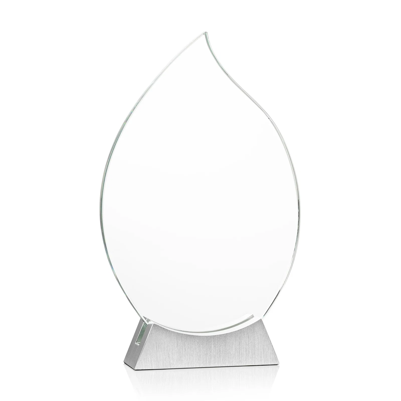 Custom Starfire Crystal Flame Award on Brushed Aluminum Base for company anniversary events