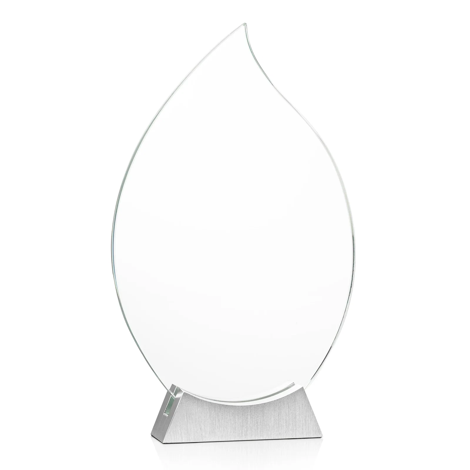 Personalized Starfire Crystal Flame Award on Brushed Aluminum Base for employee recognition