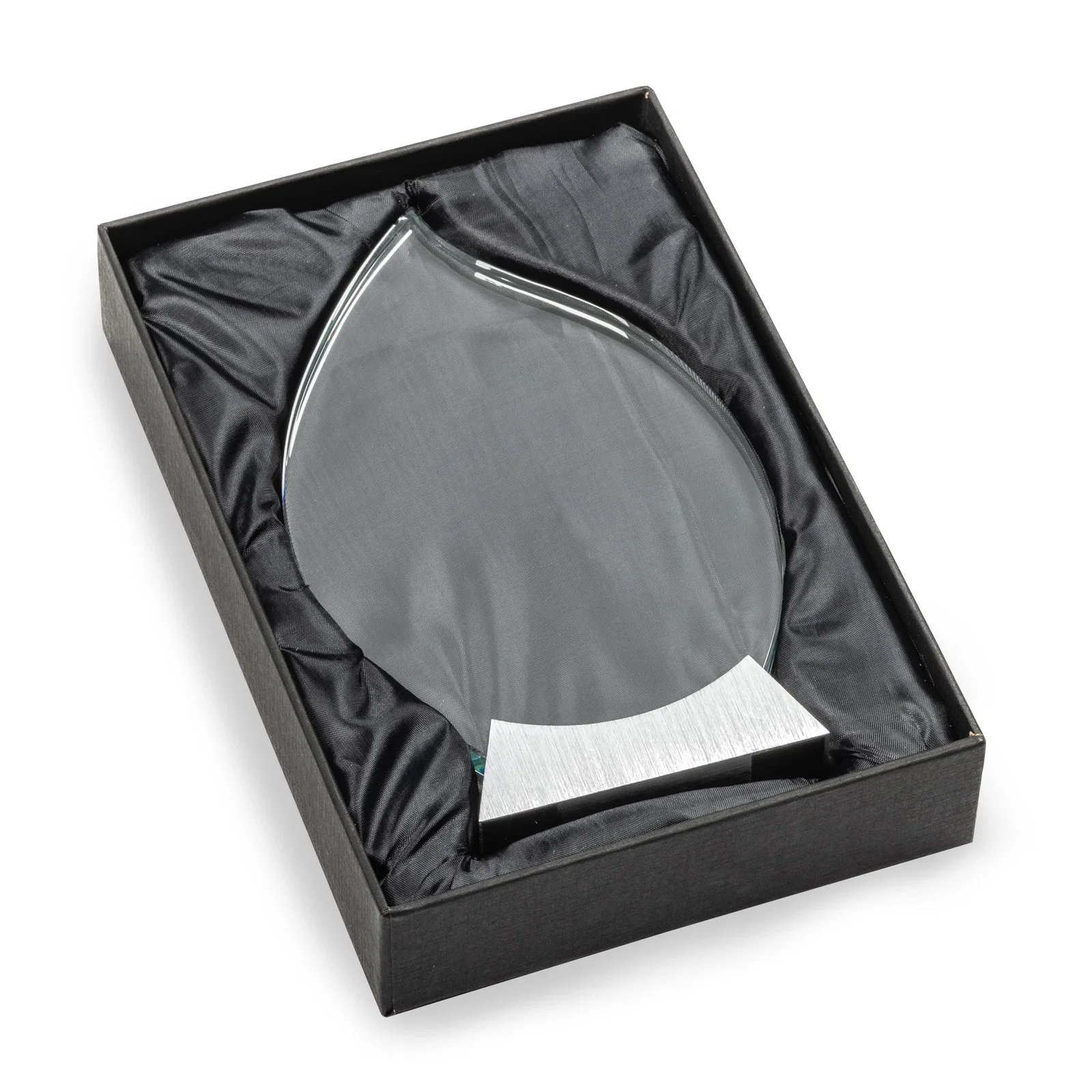 Custom Starfire Crystal Flame Award on Brushed Aluminum Base for retirement presentations