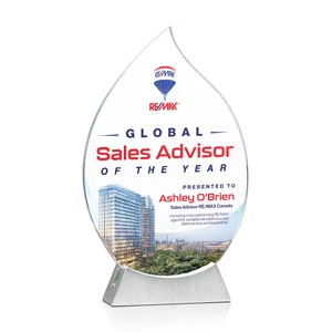 Starfire Crystal Flame Award on Brushed Aluminum Base