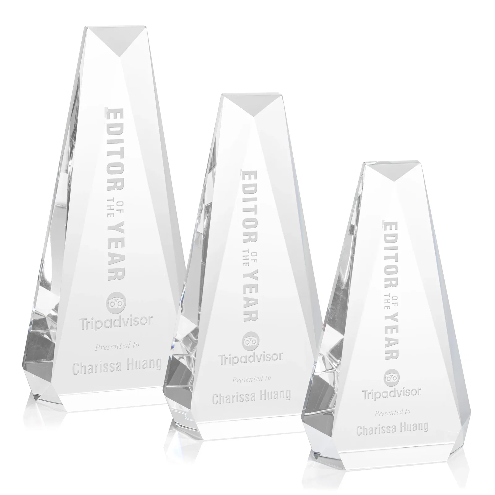 Custom Optical Crystal Beveled Tower Award - Carmel, awards for employee recognition