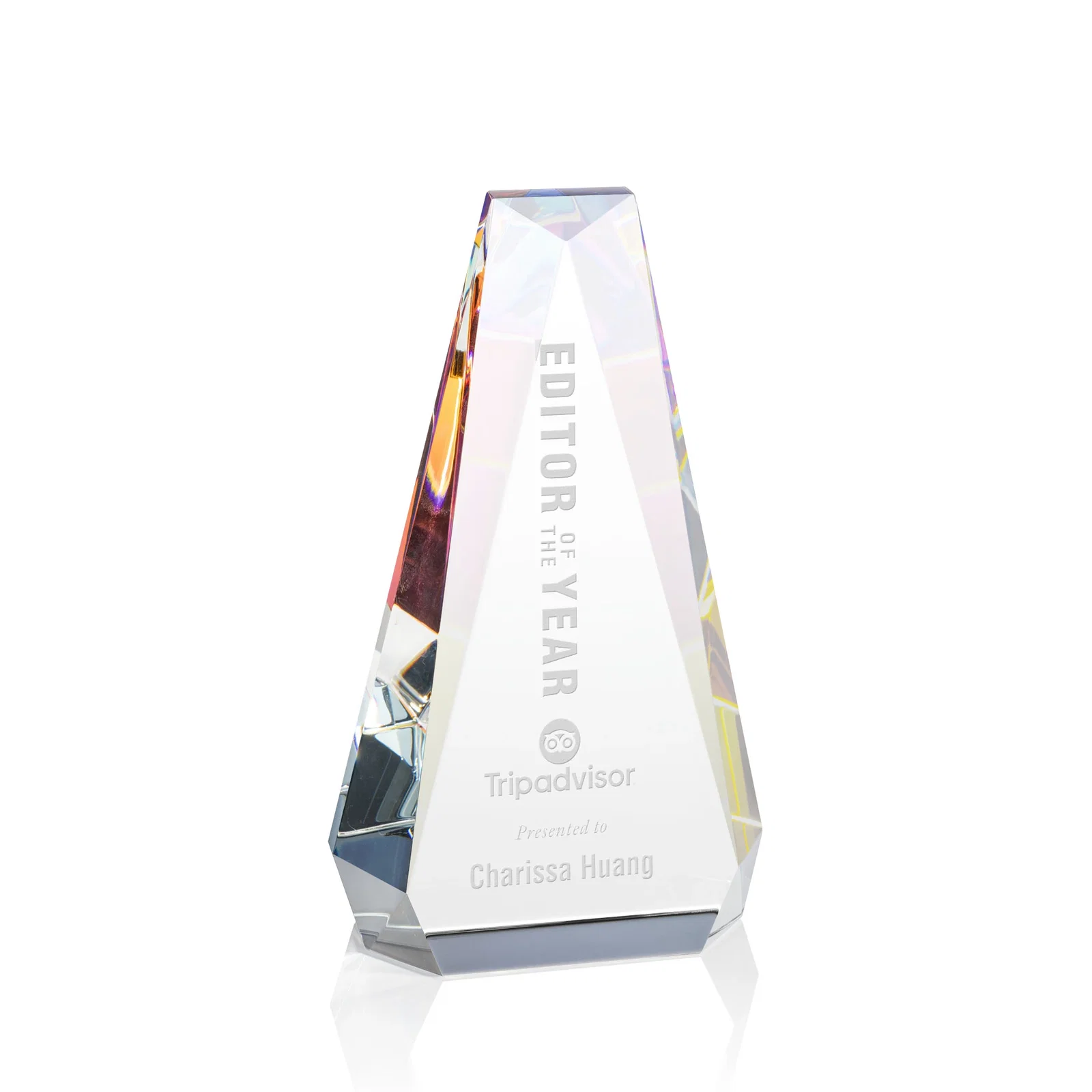 Custom Optical Crystal Beveled Tower Award - Carmel, awards for dealer and partner awards