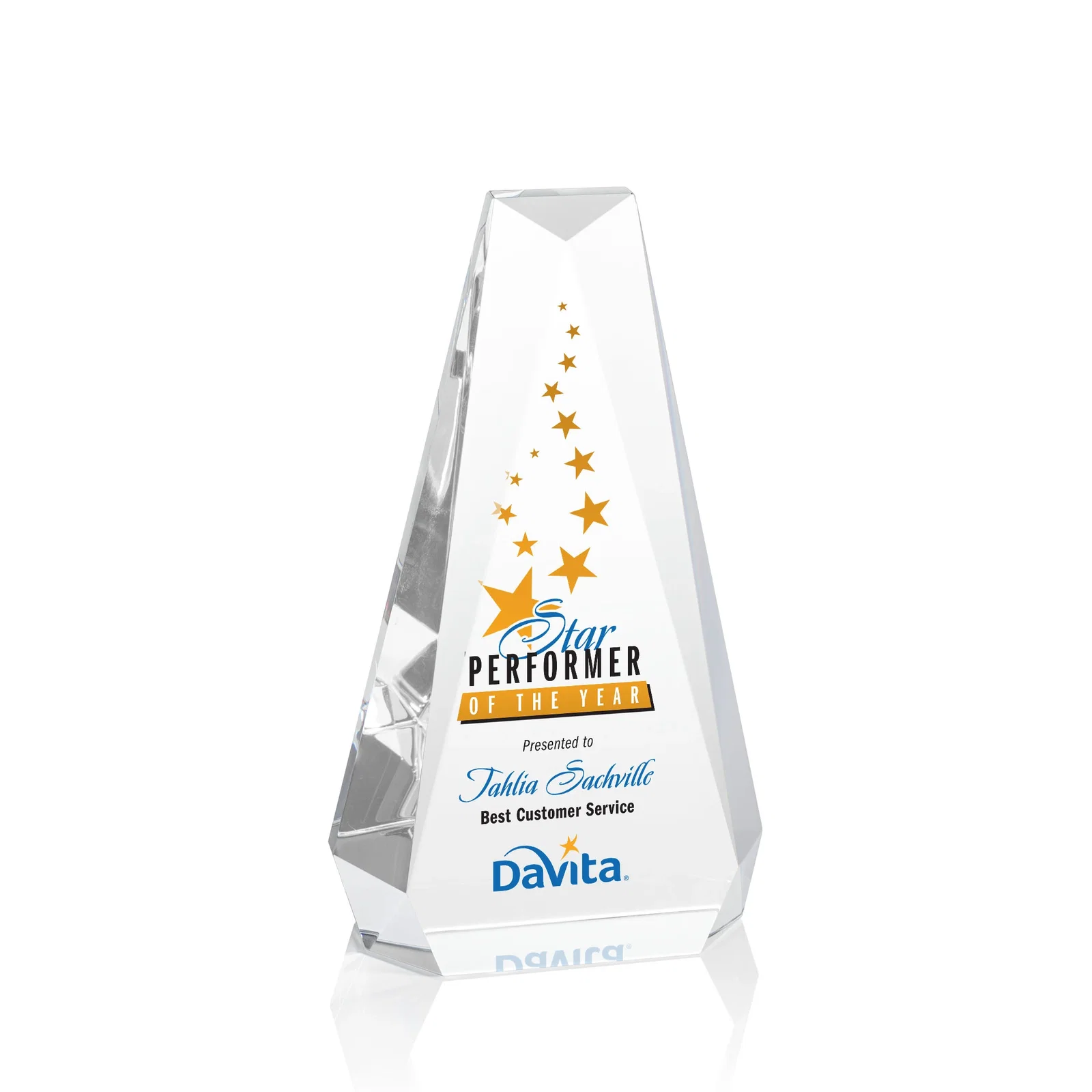 Personalized Optical Crystal Beveled Tower Award - Carmel, awards for service anniversary gifts