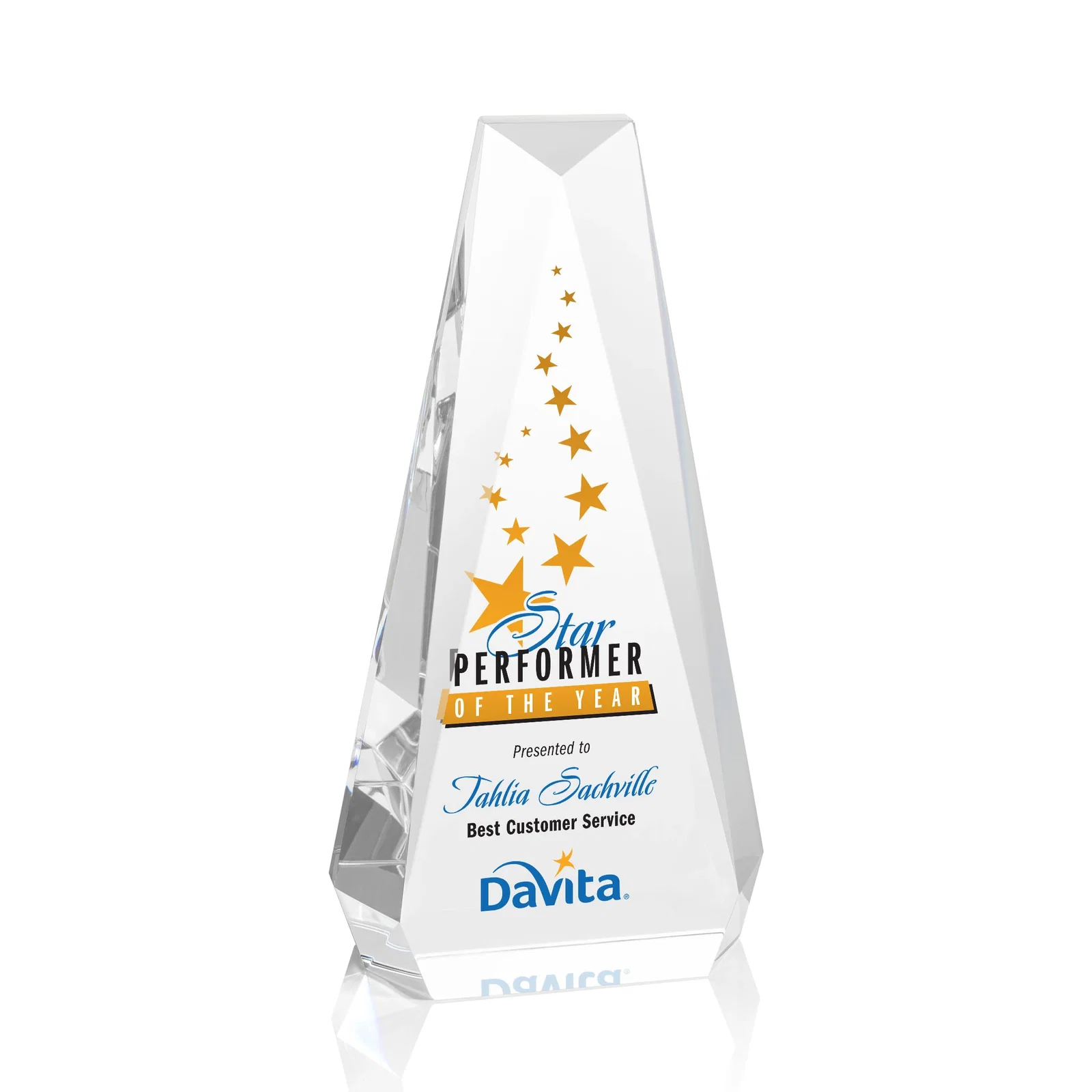 Personalized Optical Crystal Beveled Tower Award - Carmel, awards for sales achievement awards