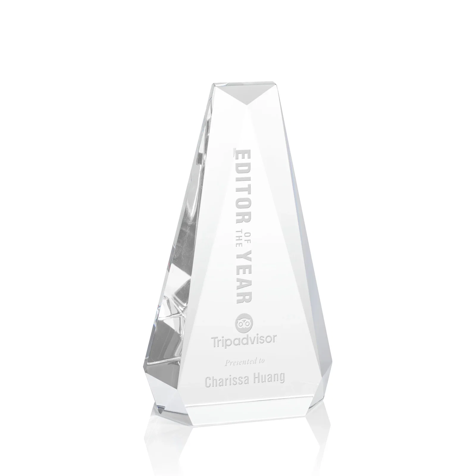 Custom Optical Crystal Beveled Tower Award - Carmel, awards for corporate award ceremonies