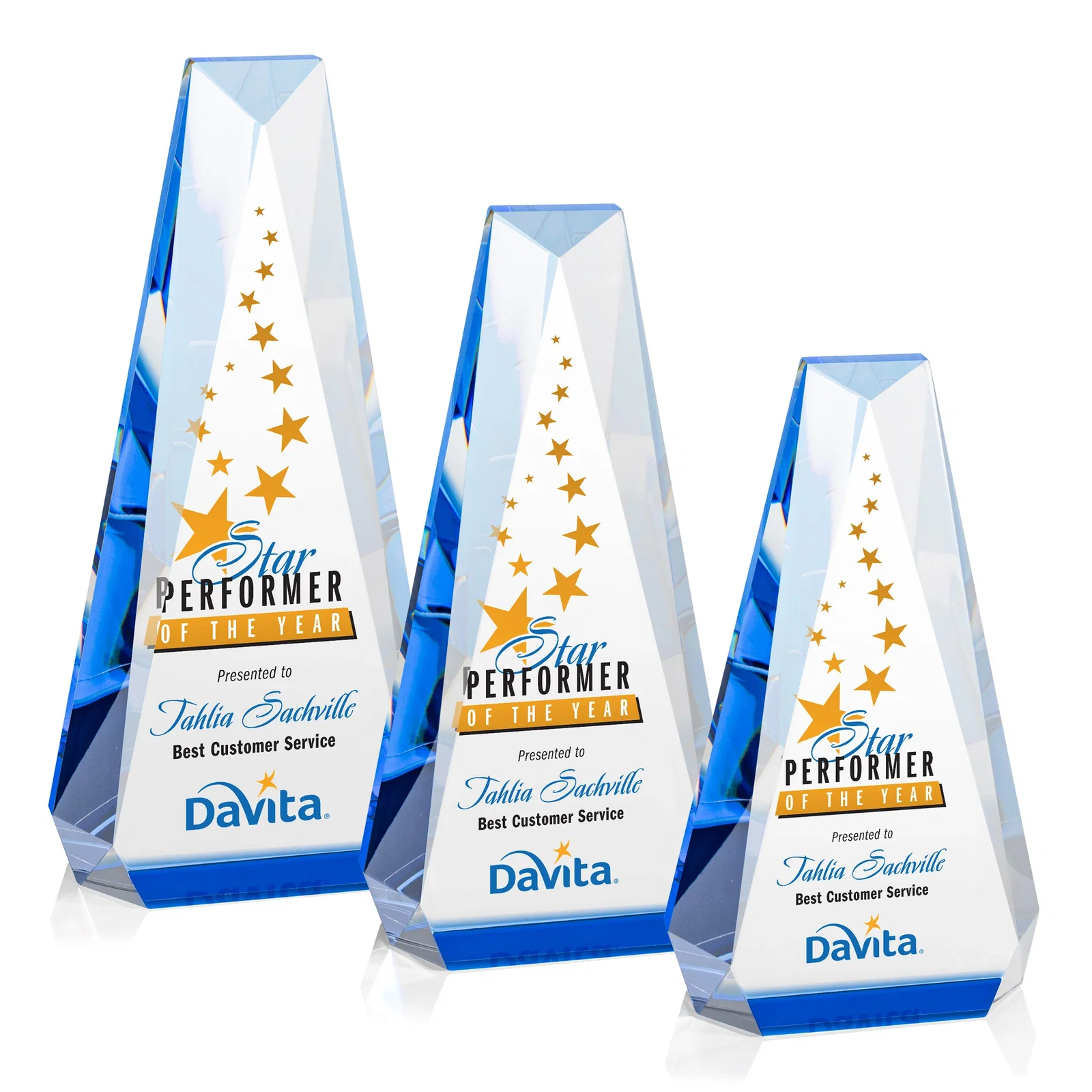 Personalized Optical Crystal Beveled Tower Award - Carmel, awards for team milestone celebrations