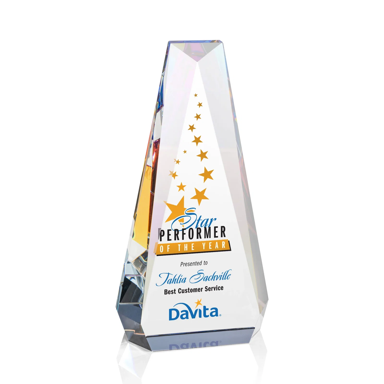 Personalized Optical Crystal Beveled Tower Award - Carmel, awards for company anniversary events