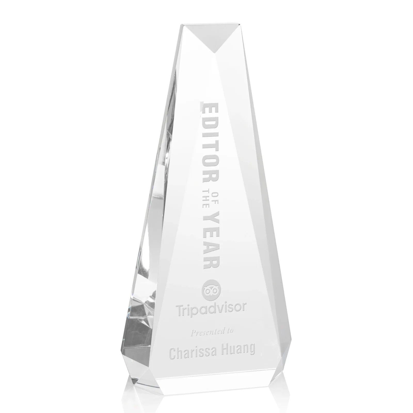 Custom Optical Crystal Beveled Tower Award - Carmel, awards for sales achievement awards