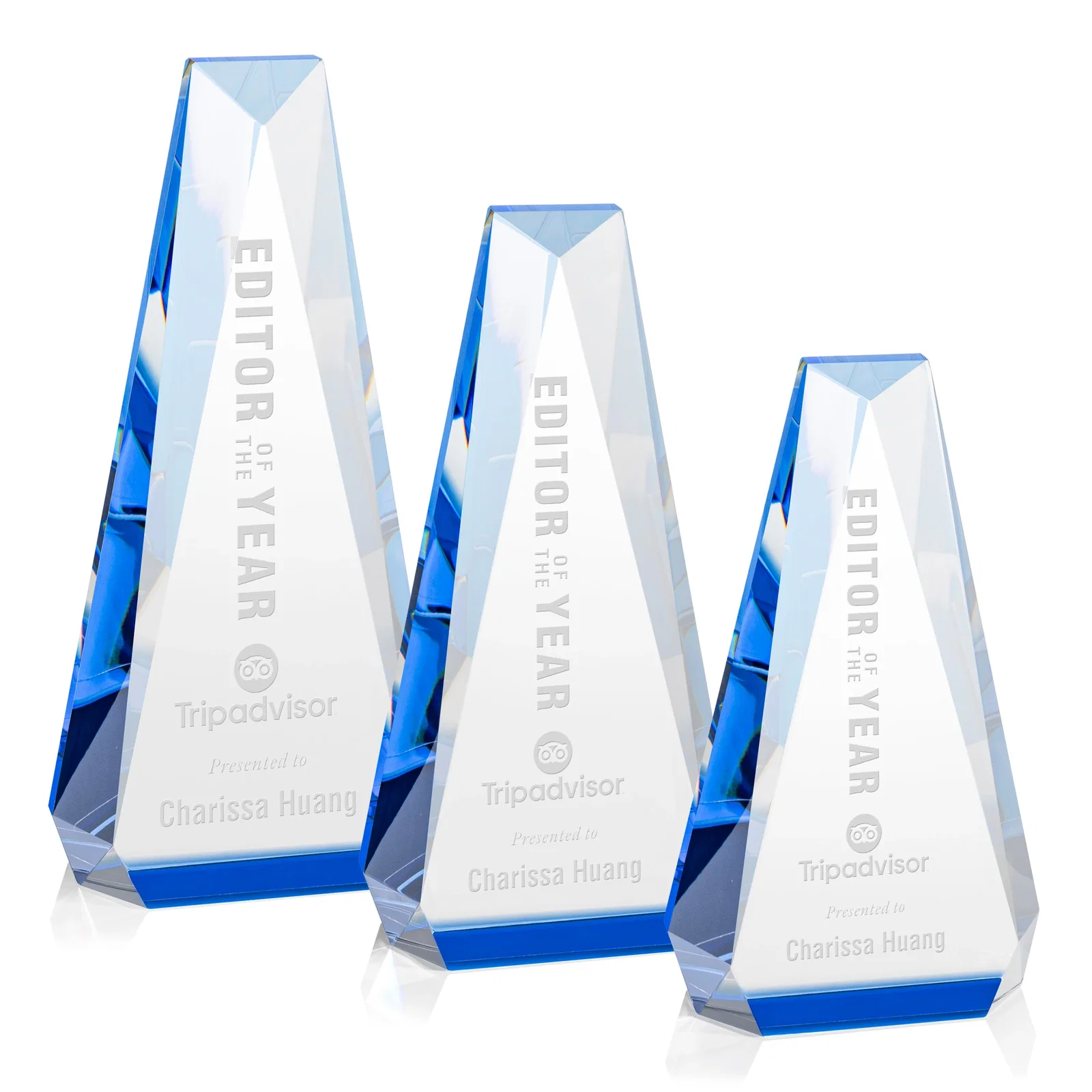 Custom Optical Crystal Beveled Tower Award - Carmel, awards for team milestone celebrations