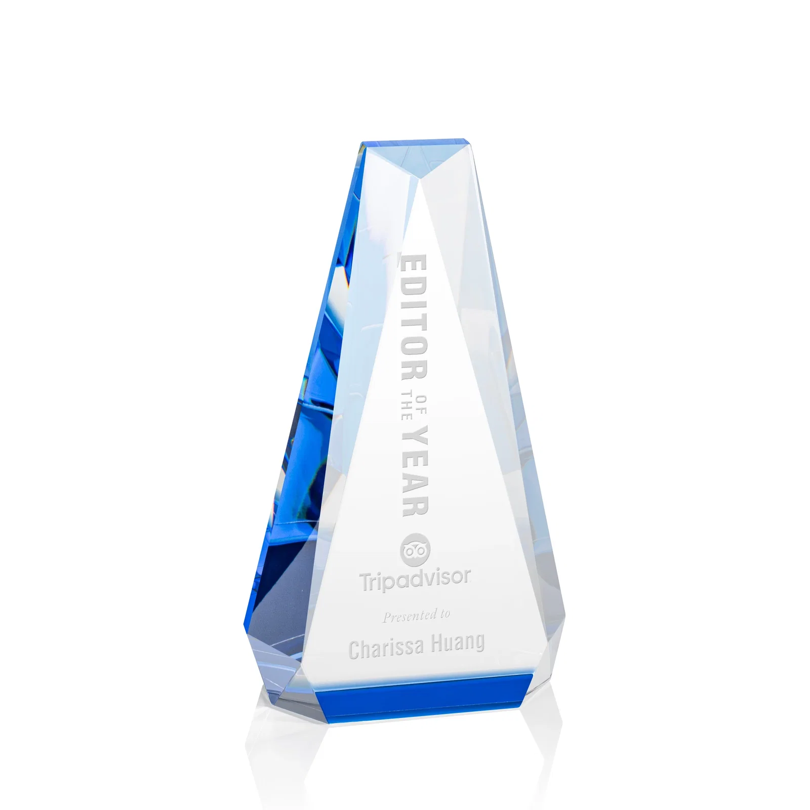 Custom Optical Crystal Beveled Tower Award - Carmel, awards for donor appreciation