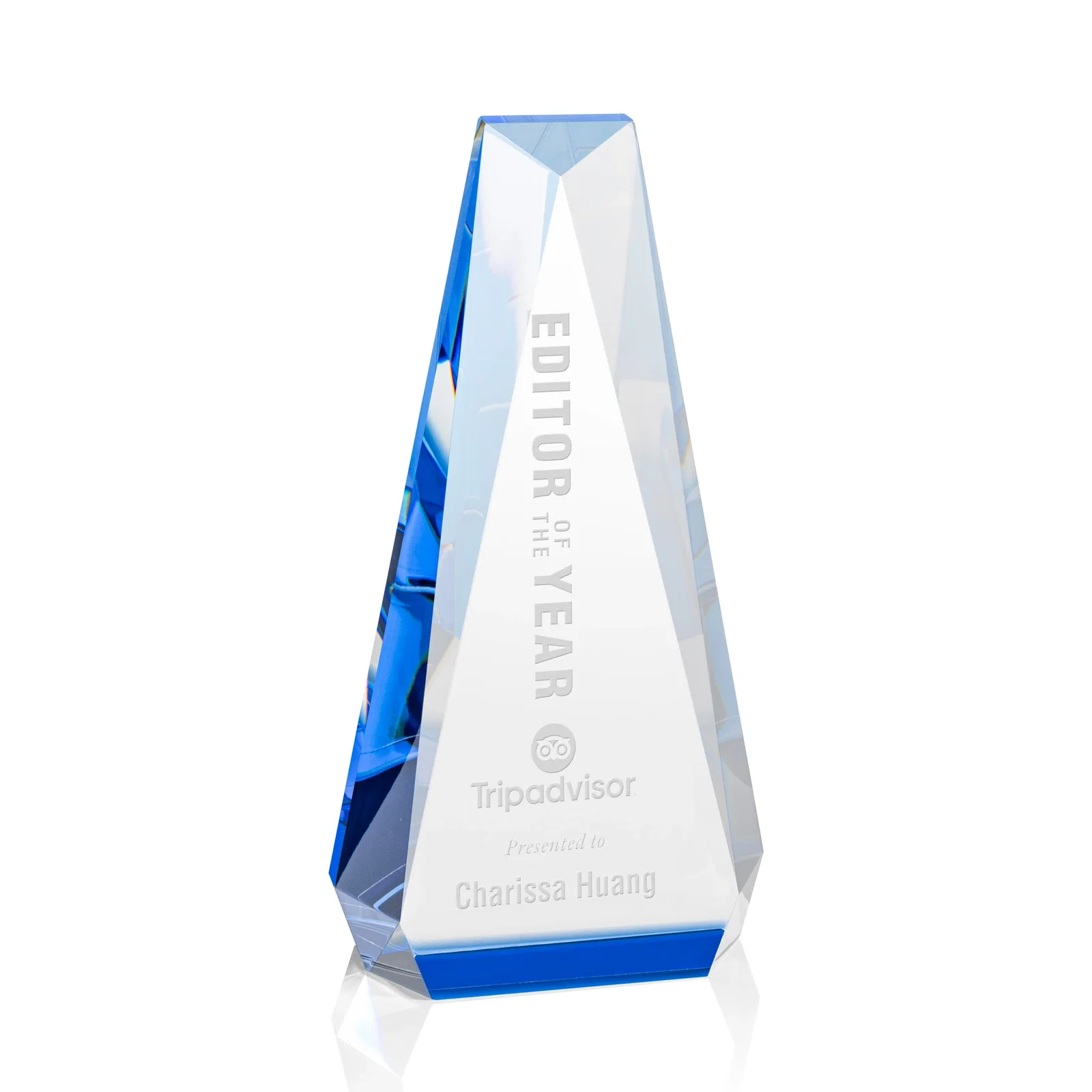 Custom Optical Crystal Beveled Tower Award - Carmel, awards for graduation ceremonies