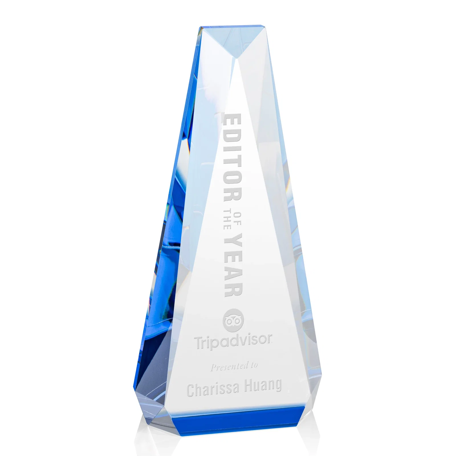 Custom Optical Crystal Beveled Tower Award - Carmel, awards for safety achievement programs