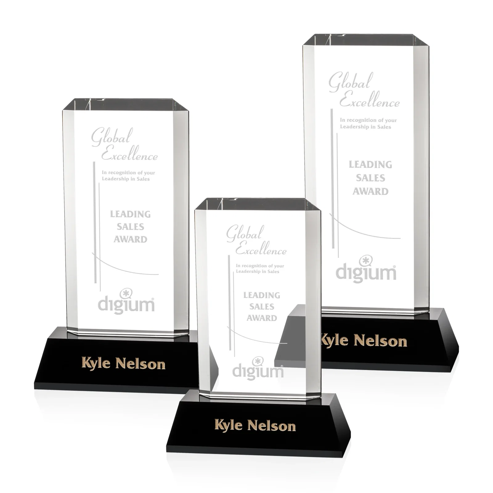 Custom Optical Crystal Rectangle Award With a Matching Beveled Base, awards for retirement presentations