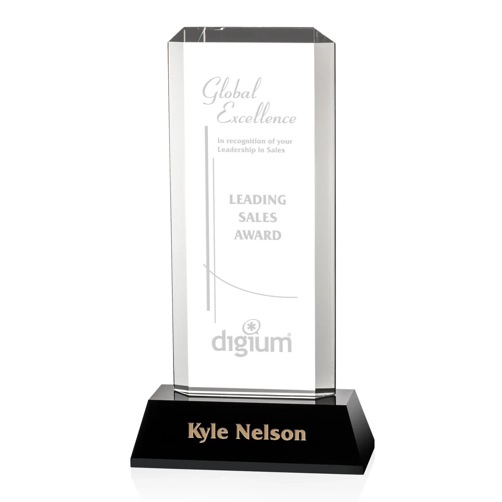 Custom Optical Crystal Rectangle Award With a Matching Beveled Base, awards for graduation ceremonies