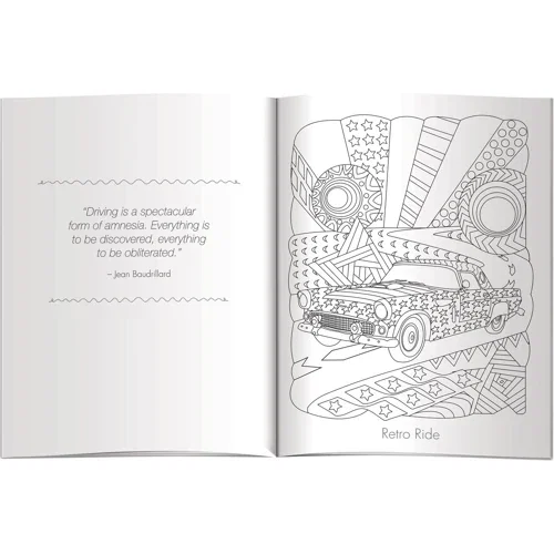 Cars Adult Coloring Book and pencils kitted together in poly bag