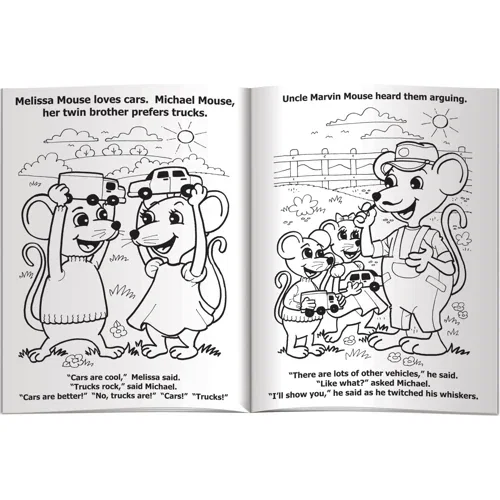 Cars and Trucks Are Awesome! coloring book open interior line-art pages