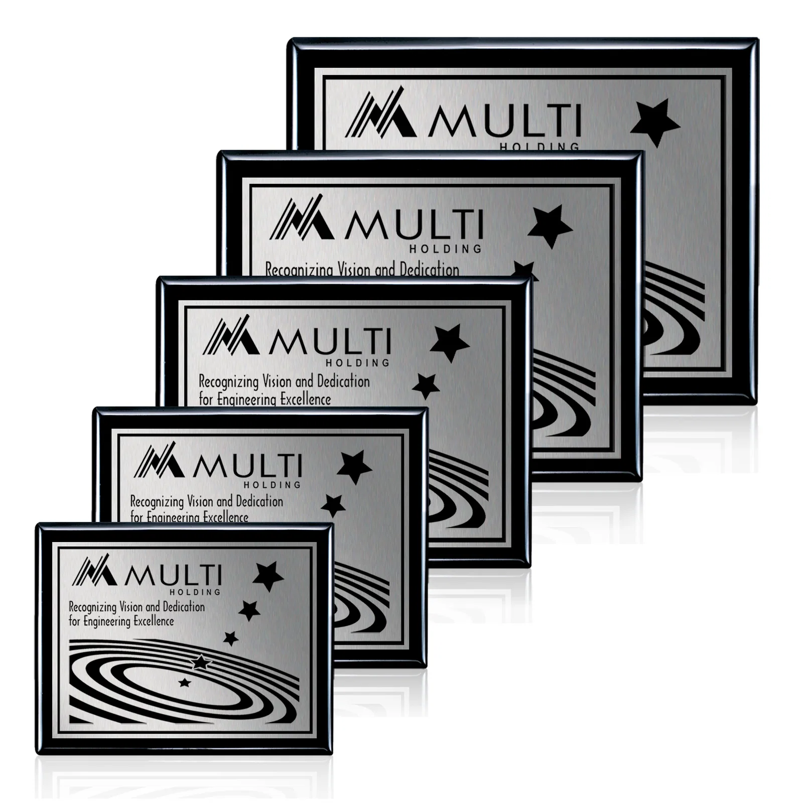 Custom Heat-Fused Aluminum Sublimation Wall Plaque on Black Wood for employee recognition