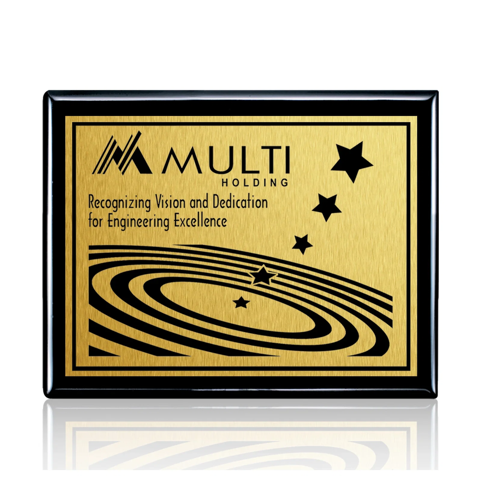 Custom Heat-Fused Aluminum Sublimation Wall Plaque on Black Wood for dealer and partner awards