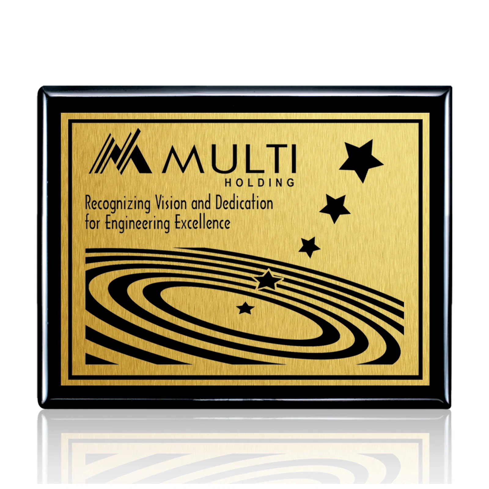 Custom Heat-Fused Aluminum Sublimation Wall Plaque on Black Wood for company anniversary events