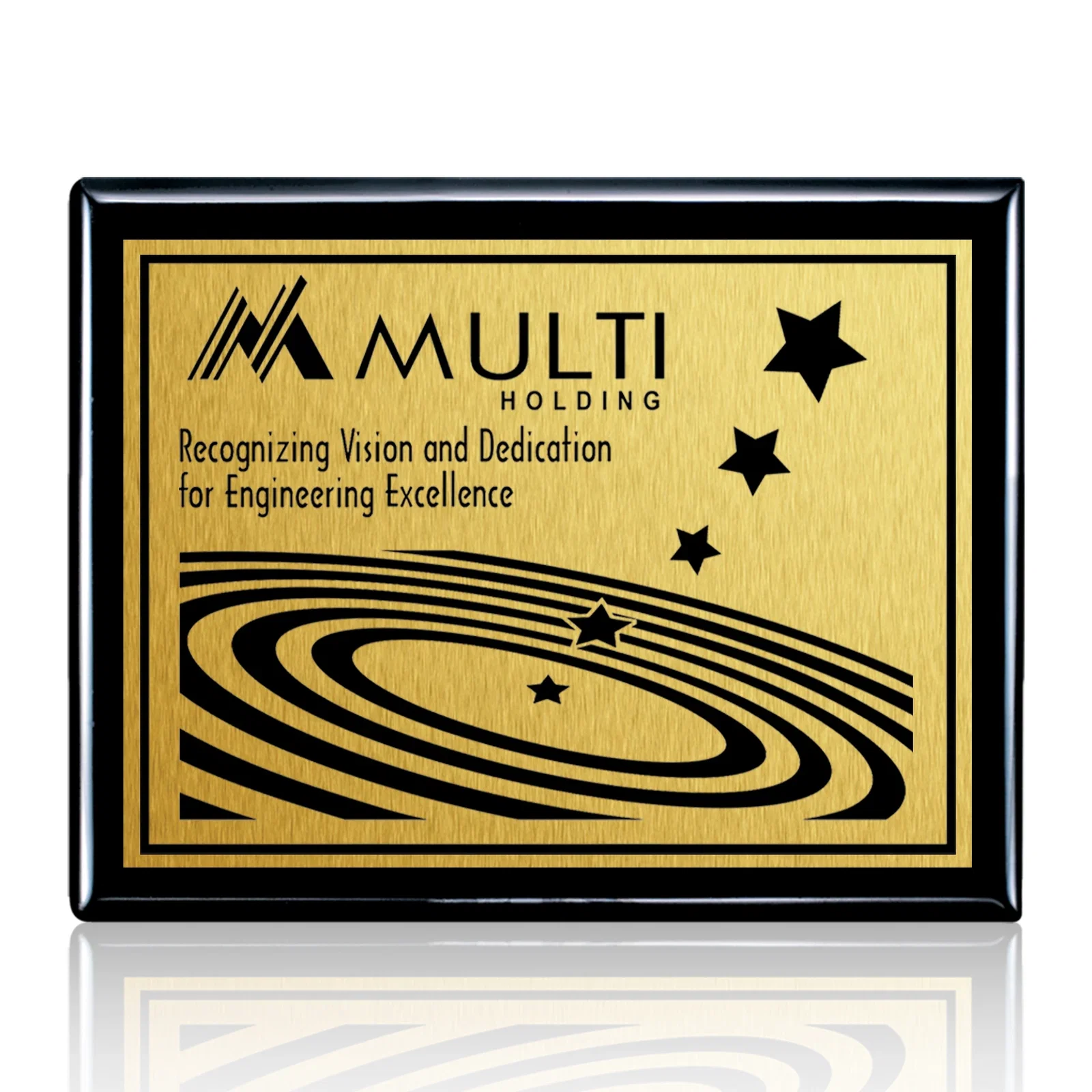 Personalized Heat-Fused Aluminum Sublimation Wall Plaque on Black Wood for employee recognition