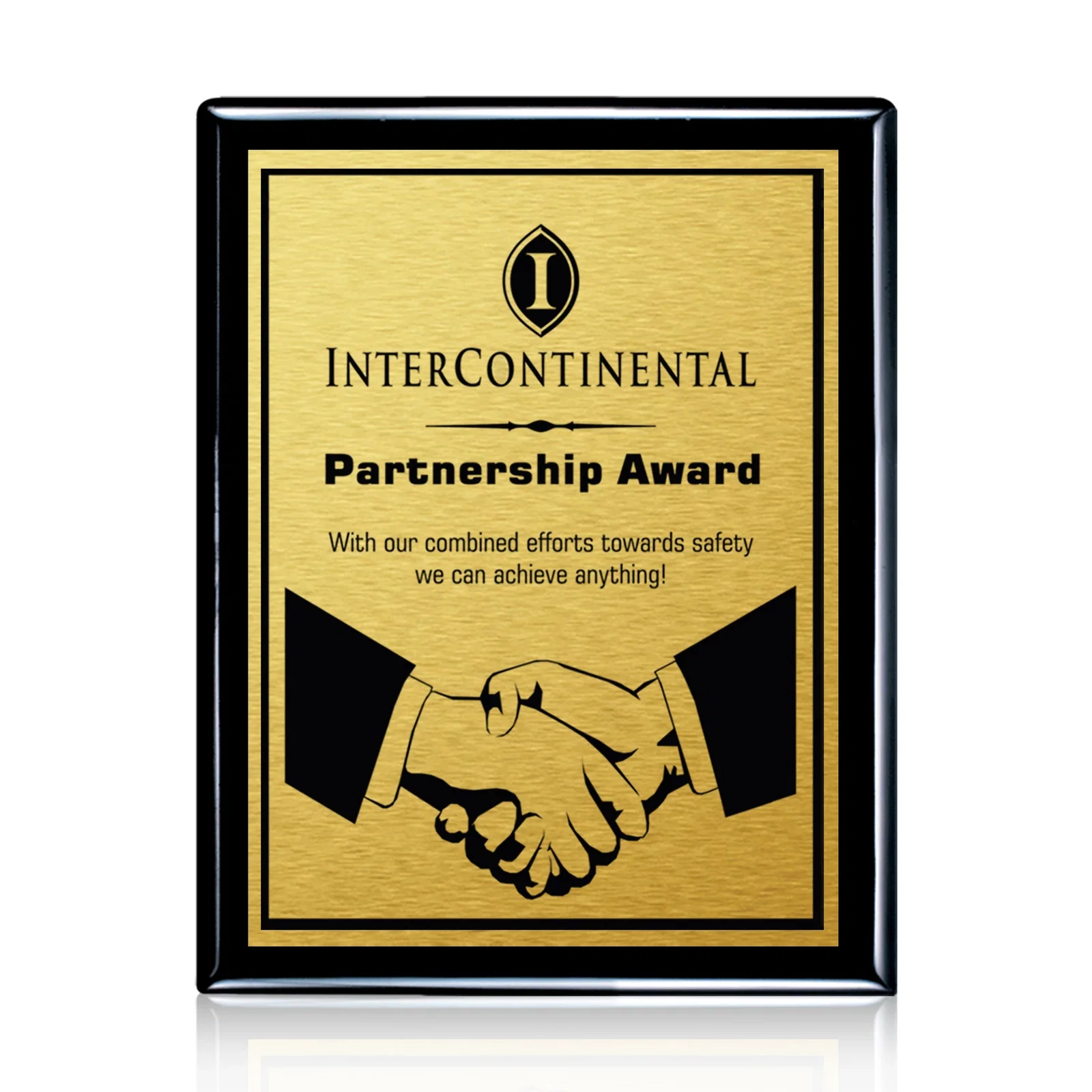 Personalized Heat-Fused Aluminum Sublimation Wall Plaque on Black Wood for corporate award ceremonies