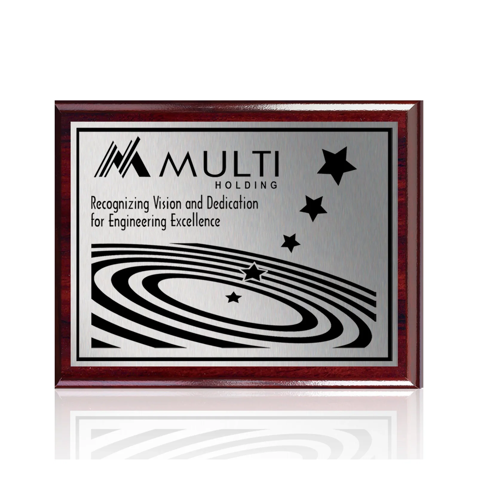 Personalized Heat-Fused Aluminum Sublimation Wall Plaque on Black Wood for sales achievement awards