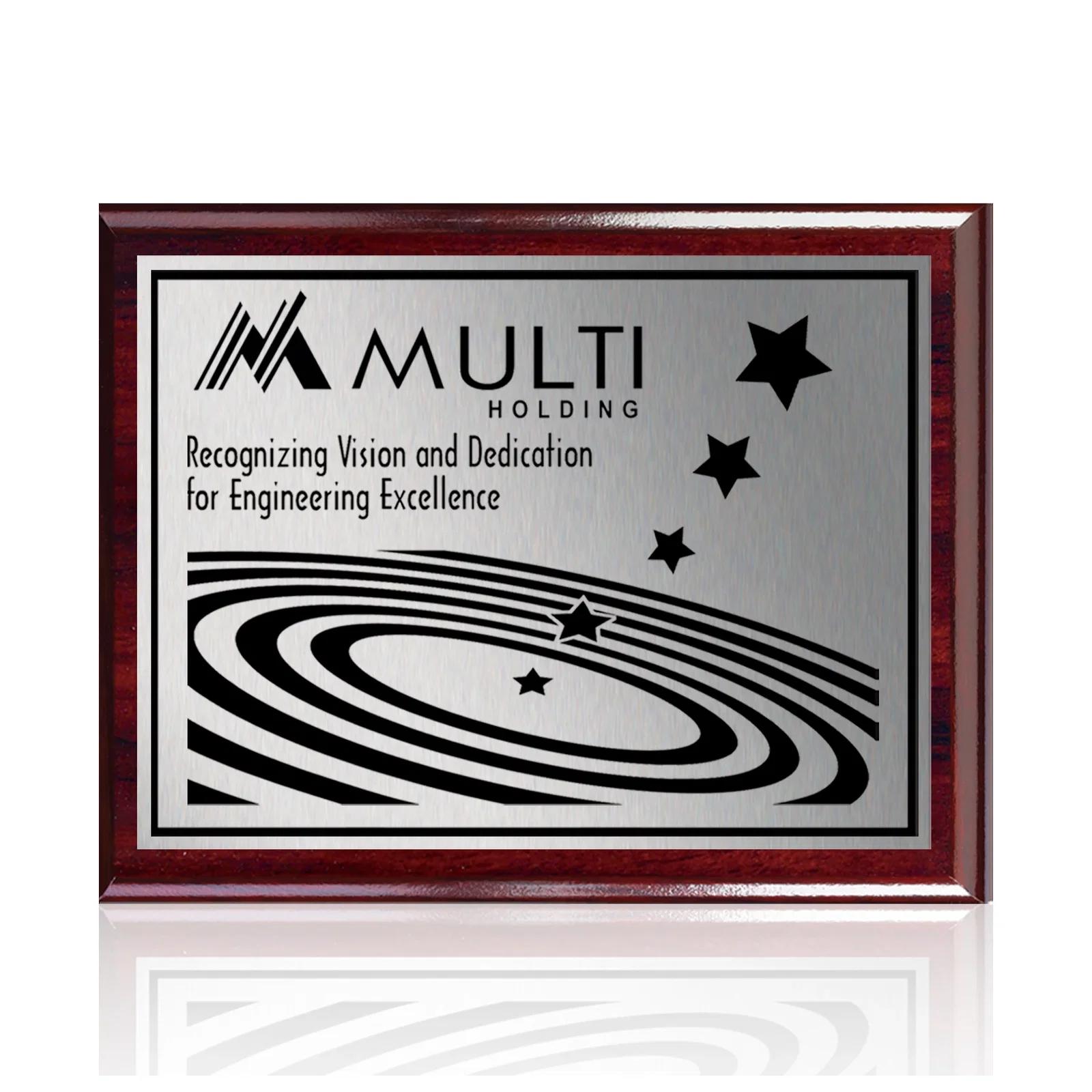 Personalized Heat-Fused Aluminum Sublimation Wall Plaque on Black Wood for team milestone celebrations