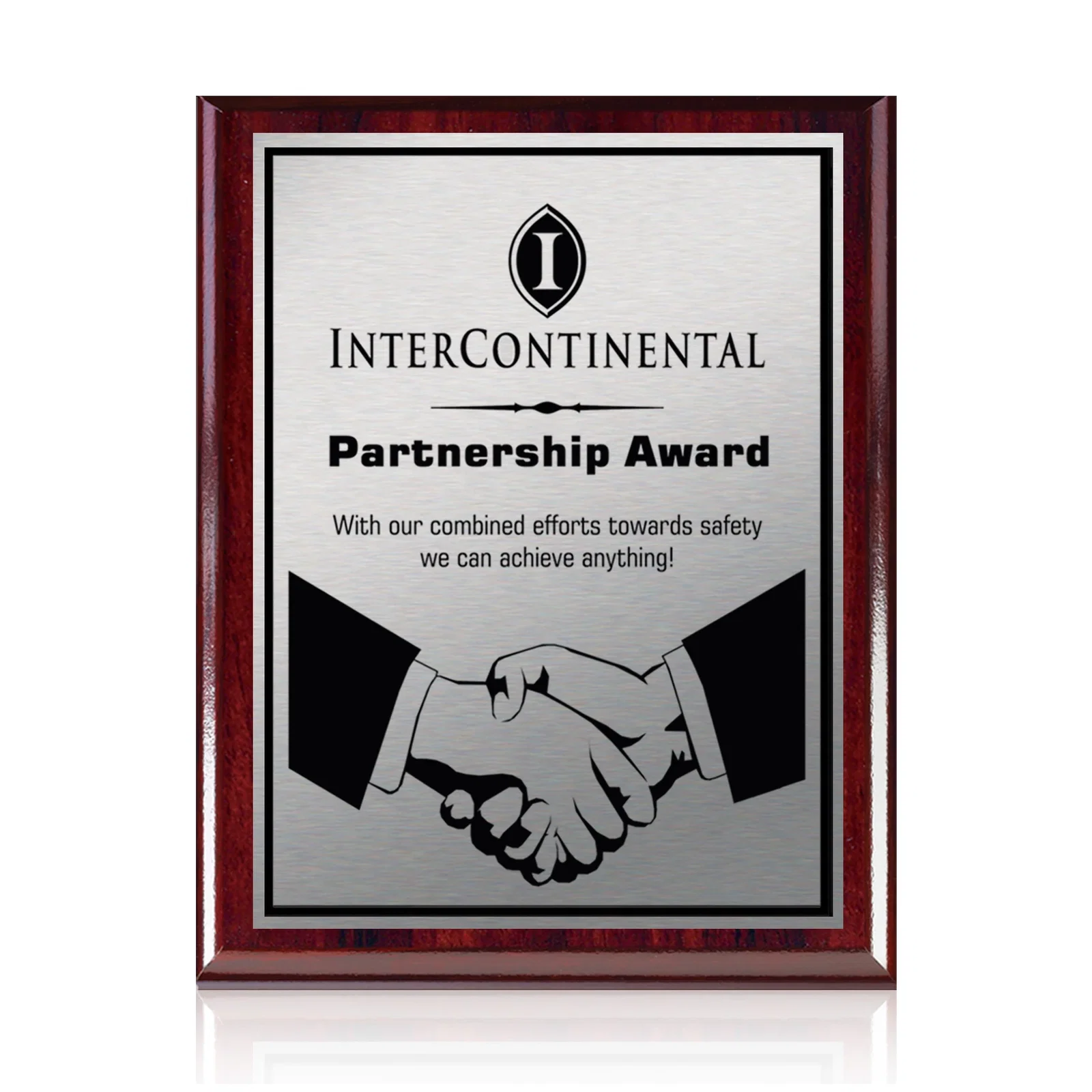 Personalized Heat-Fused Aluminum Sublimation Wall Plaque on Black Wood for safety achievement programs