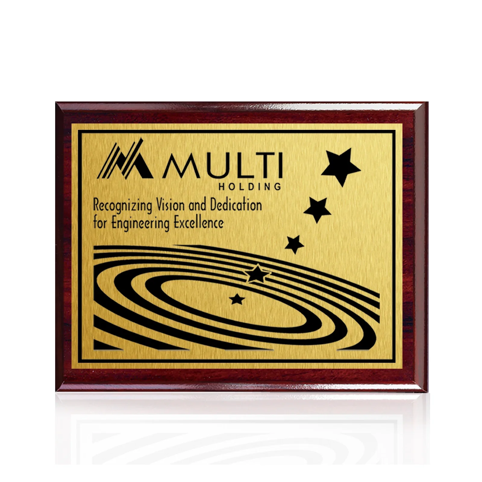 Personalized Heat-Fused Aluminum Sublimation Wall Plaque on Black Wood for dealer and partner awards
